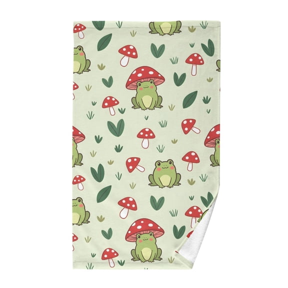 Red Mushroom Frog Bath Towel 100% Cotton Soft Thick High Absorbency Hand Face Towel Single Pack 16x28in