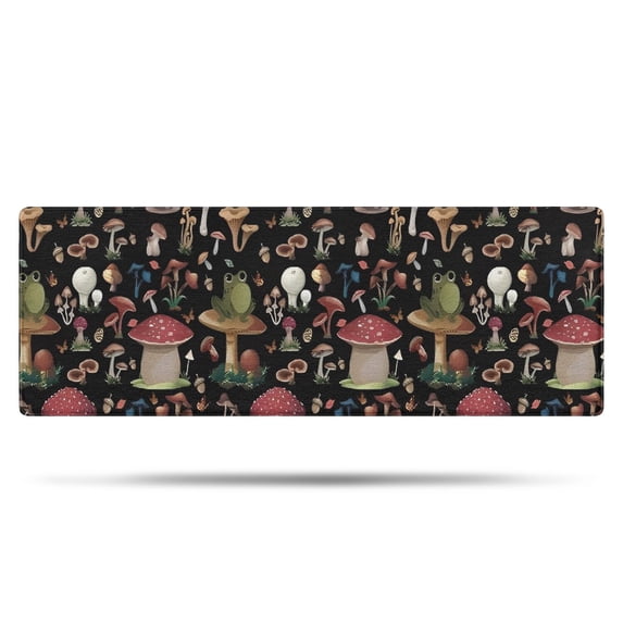 Red Mushroom Frog Black Pattern Bathroom Rugs Mat,Non Slip Microfiber Bathroom Rug,Rubber Backing,Soft Bathroom Mats for Bathroom Floor,Tub and Shower,47x17in(120x43cm)