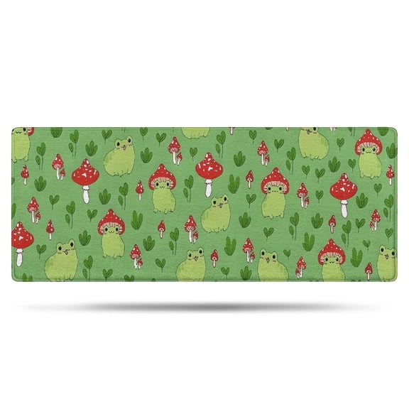 Red Mushroom Frog Green Pattern Bathroom Rugs Mat,Non Slip Microfiber Bathroom Rug,Rubber Backing,Soft Bathroom Mats for Bathroom Floor,Tub and Shower,60x24in(150x60cm)