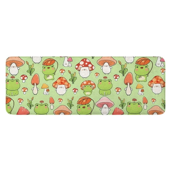 Red Mushroom Frog Green Pattern Kitchen Rug Mat,Kitchen Runner Rugs Non Skid Washable,Decorative Kitchen Floor Mats for Kitchen,Sink,Laundry,17"x47.2"