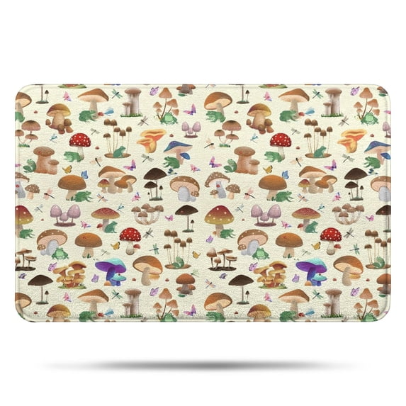 Red Mushroom Frog Light Pattern Bathroom Rugs Mat,Non Slip Microfiber Bathroom Rug,Rubber Backing,Soft Bathroom Mats for Bathroom Floor,Tub and Shower,17x27in(43x68cm)