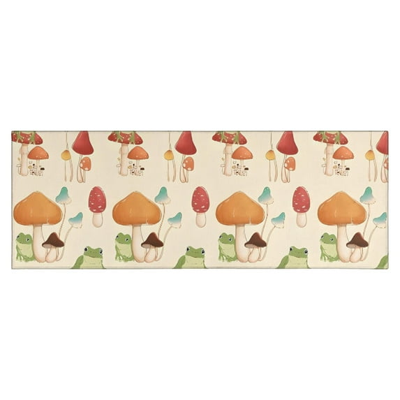 Red Mushroom Frog Light Pattern Kitchen Rug Mat,Kitchen Runner Rugs Non Skid Washable,Decorative Kitchen Floor Mats for Kitchen,Sink,Laundry,17"X47"