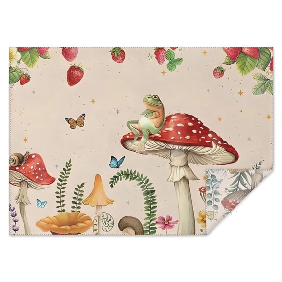 Red Mushroom Frog Light Pattern Rectangle Tablecloth 60"x84",Waterproof Polyester Rectangle Table Cloth, Wipeable Spillproof Polyester Tablecloth for Dining, Camping, Indoor and Outdoor