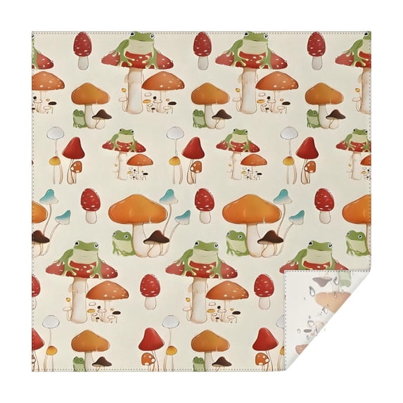 Red Mushroom Frog Light Pattern Square Tablecloth,Waterproof Square Table Cover,Wipeable Spillproof Washable Table Cover for Home Kitchen Party Decor 60"x60"(152x152cm)