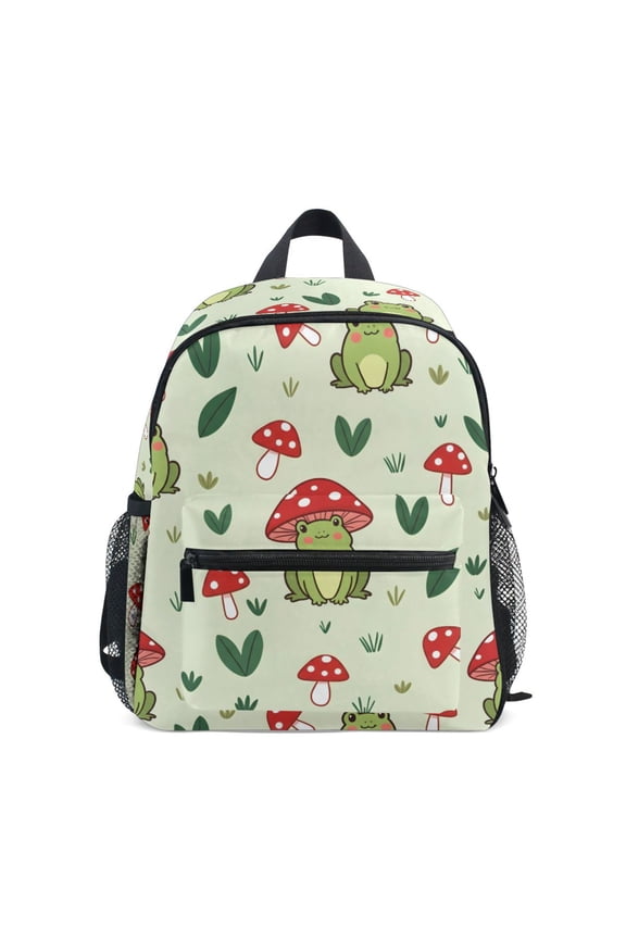 Red Mushroom Frog Mini Backpack Cute Small Backpack with Chest Strap and Whistle Ages 3-8