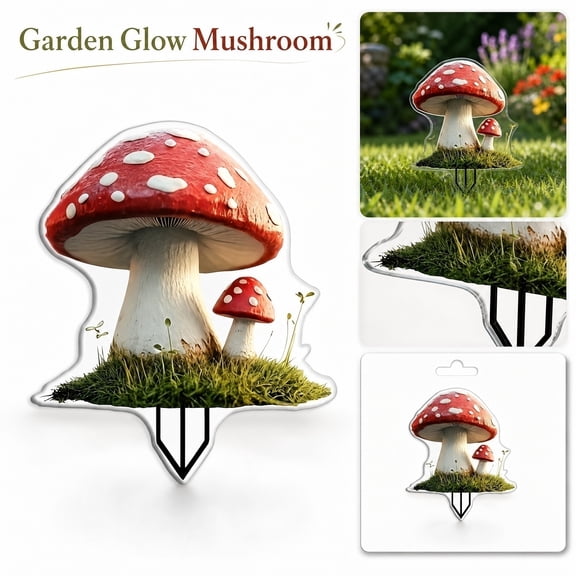 Red Mushroom Garden Stake, Acrylic Lawn Ornament for Yard Decor, Weather Resistant Outdoor Flower Bed Decoration with Ground Spike, Whimsical Yard Art for Garden Landscape