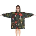 thumbnail image 1 of Red Mushroom Gnome Dark Green Pattern Blanket Hoodies for Kids 6-13YR Oversize Wearable Blanket Hoodies for Boys Girls Teens, 1 of 7