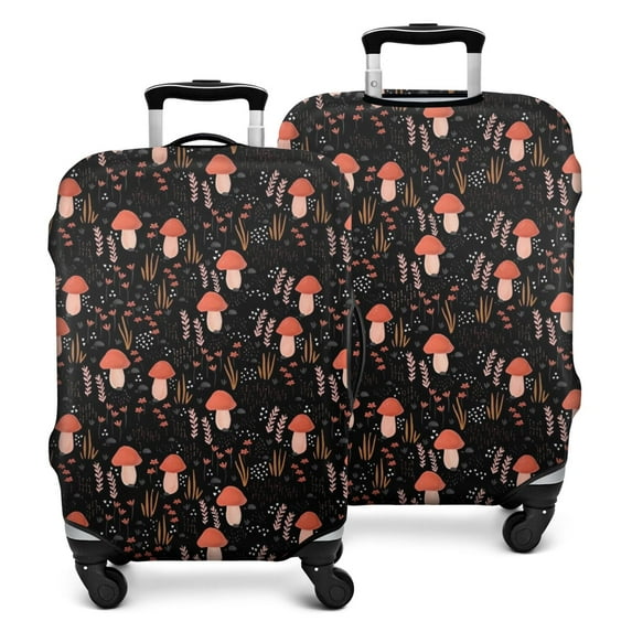 Red Mushroom Grass Black Pattern Luggage Cover Fashion Suitcase Cover Baggage Covers Fit 25-28 Inch Luggage (Go Travel)