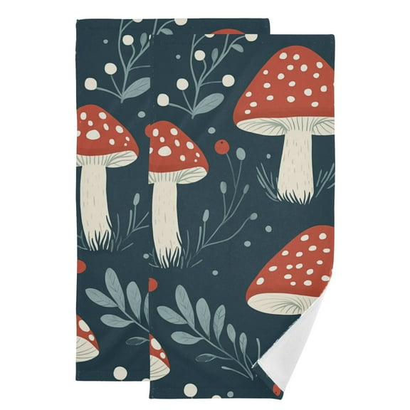 Red Mushroom Hand Towel Absorbent Bath Towels for Bathroom Sports Gym(28.3" X 14.4") Set of 2