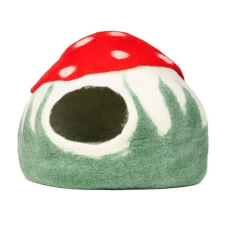 Red Mushroom Hat Felt Cat Cave