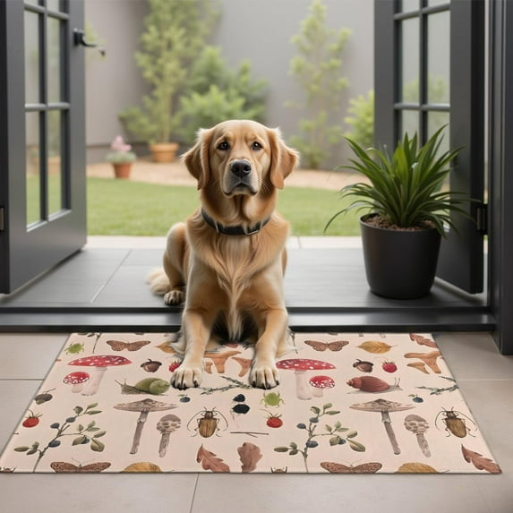 Red Mushroom Insect Light Pattern Door Rugs,Washable Non Slip Door Mats Indoor,Decorative Door Mats,Entry Mat Indoor for Entrance,Bedroom,Kitchen,Bathroom,20"x32"