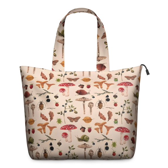 Red Mushroom Insect Light Pattern Travel Tote Bags for Women Carry On,Large Weekender Bags for Women Travel,Multi Functional Duffle Bag for Work,Shopping,Sports
