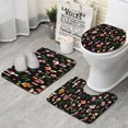 thumbnail image 1 of Red Mushroom Leaf Black Pattern Bathroom Rugs Sets 3 Piece,Toilet Cover Set,Absorbent Non Slip Bathroom Mats Sets with U-Shaped Contour Rug Toilet Rug Set, 1 of 5