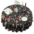 thumbnail image 1 of Red Mushroom Leaf Black Pattern Round Tablecloth 60"x60",Wrinkle Wipeable Table Cloth for Kitchen Dining Room Picnic Patio Party, 1 of 6