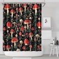 thumbnail image 1 of Red Mushroom Leaf Black Pattern Shower Curtain 84"x72" ,Bathroom Decorative Shower Curtains Set with 12 Hooks,Modern Waterproof Washable Shower Curtain, 1 of 6
