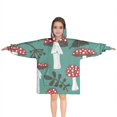 thumbnail image 1 of Red Mushroom Leaf Green Pattern Blanket Hoodies for Kids 6-13YR Oversize Wearable Blanket Hoodies for Boys Girls Teens, 1 of 7