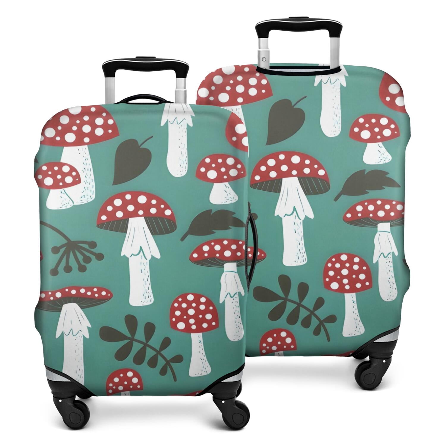 Luggage Cover Pattern Red Mushroom Leaf Green Pattern Luggage Cover Fashion Suitcase Cover ...