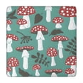thumbnail image 1 of Red Mushroom Leaf Green Pattern Square Fitted Tablecloth with Elastic Edge,Square Table Cover,Washable Elastic Table Cover for Home Kitchen Party Decor 34"x34", 1 of 6