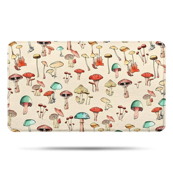 Red Mushroom Line Light Pattern Bathroom Rugs Mat,Non Slip Microfiber Bathroom Rug,Rubber Backing,Soft Bathroom Mats for Bathroom Floor,Tub and Shower,17x30in(43x75cm)