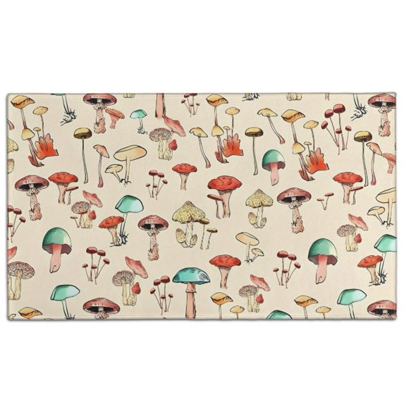 Red Mushroom Line Light Pattern Door Rugs,Washable Non Slip Door Mats Indoor,Decorative Door Mats,Entry Mat Indoor for Entrance,Bedroom,Kitchen,Bathroom,17"x30"