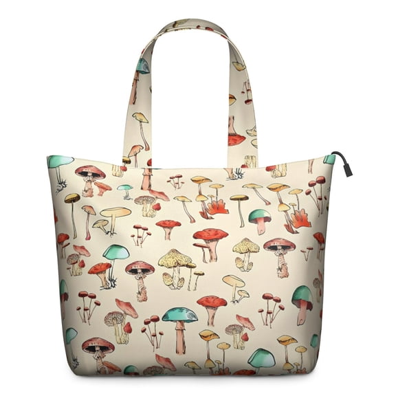 Red Mushroom Line Light Pattern Travel Tote Bags for Women Carry On,Large Weekender Bags for Women Travel,Multi Functional Duffle Bag for Work,Shopping,Sports