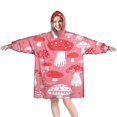 thumbnail image 1 of Red Mushroom Pattern Pink Pattern Wearable Oversized Blanket,Wearable Blanket Hoodie for Adults,Cozy Hooded Blankets with Super Pockets,Super Warm Fuzzy Pullover for Women & Men, 1 of 6