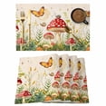 thumbnail image 1 of Red Mushroom Placemats Set of 6 Watercolor Spring Summer Botanical Place Mats Indoor Wipeable Table Mats Washable Cloth Dining Table Placemats for Kitchen Holiday Party Home Decor 13x19 Inch, 1 of 9