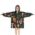 thumbnail image 1 of Red Mushroom Plant Black Pattern Blanket Hoodies for Kids 6-13YR Oversize Wearable Blanket Hoodies for Boys Girls Teens, 1 of 7