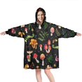 thumbnail image 1 of Red Mushroom Plant Black Pattern Wearable Oversized Blanket,Wearable Blanket Hoodie for Adults,Cozy Hooded Blankets with Super Pockets,Super Warm Fuzzy Pullover for Women & Men, 1 of 6