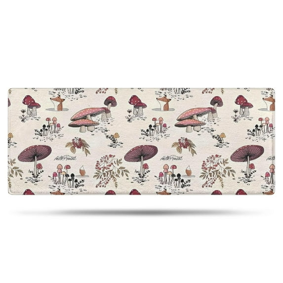 Red Mushroom Plant Light Pattern Bathroom Rugs Mat,Non Slip Microfiber Bathroom Rug,Rubber Backing,Soft Bathroom Mats for Bathroom Floor,Tub and Shower,60x24in(150x60cm)