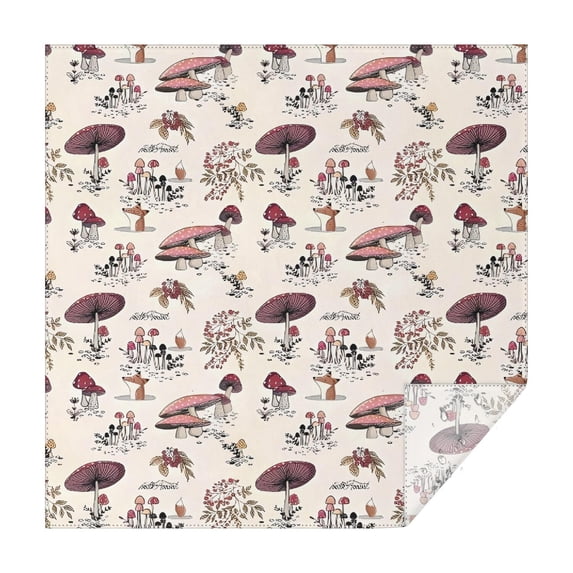 Red Mushroom Plant Light Pattern Square Tablecloth,Waterproof Square Table Cover,Wipeable Spillproof Washable Table Cover for Home Kitchen Party Decor 42"X42"(107x107cm)
