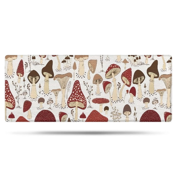 Red Mushroom Plant White Pattern Bathroom Rugs Mat,Non Slip Microfiber Bathroom Rug,Rubber Backing,Soft Bathroom Mats for Bathroom Floor,Tub and Shower,60x24in(150x60cm)
