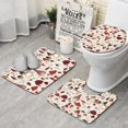 thumbnail image 1 of Red Mushroom Plant White Pattern Bathroom Rugs Sets 3 Piece,Toilet Cover Set,Absorbent Non Slip Bathroom Mats Sets with U-Shaped Contour Rug Toilet Rug Set, 1 of 5