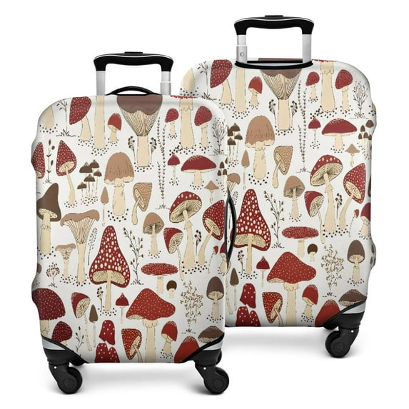 Red Mushroom Plant White Pattern Luggage Cover Fashion Suitcase Cover Baggage Covers Fit 25-28 Inch Luggage (Go Travel)
