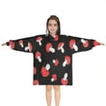 thumbnail image 1 of Red Mushroom Polka Dot Black Pattern Blanket Hoodies for Kids 6-13YR Oversize Wearable Blanket Hoodies for Boys Girls Teens, 1 of 7