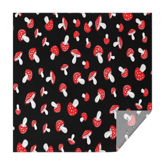Red Mushroom Polka Dot Black Pattern Square Tablecloth,Waterproof Square Table Cover,Wipeable Spillproof Washable Table Cover for Home Kitchen Party Decor 60"x60"(152x152cm)
