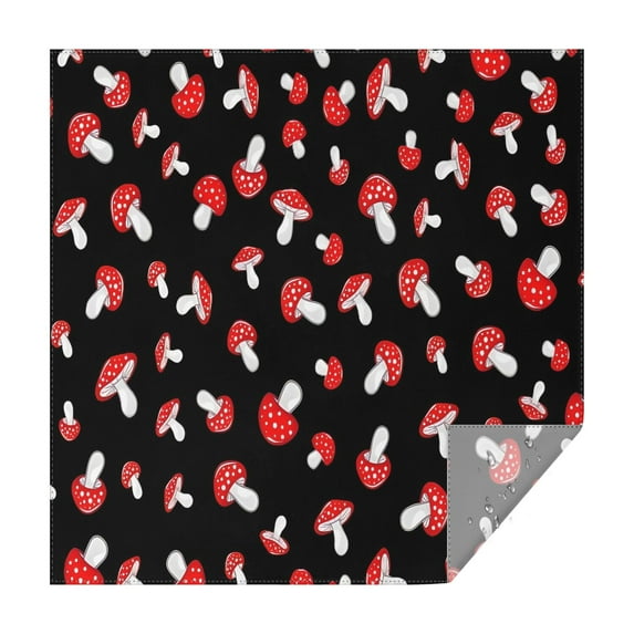 Red Mushroom Polka Dot Black Pattern Square Tablecloth,Waterproof Square Table Cover,Wipeable Spillproof Washable Table Cover for Home Kitchen Party Decor 60"x60"(152x152cm)