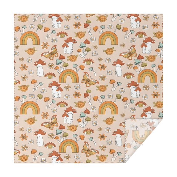 Red Mushroom Rainbow Light Pattern Square Tablecloth,Waterproof Square Table Cover,Wipeable Spillproof Washable Table Cover for Home Kitchen Party Decor 42"X42"(107x107cm)