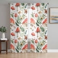 thumbnail image 1 of Red Mushroom Sheer Curtains 108 Inch Length 2 Panels Set, Summer Botanical Butterfly Green Voile Window Treatment Semi Sheer Long Curtains Drapes for Bedroom/Living Room/Kitchen 52"x108"x2, 1 of 7