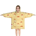 thumbnail image 1 of Red Mushroom Small Yellow Pattern Blanket Hoodies for Kids 6-13YR Oversize Wearable Blanket Hoodies for Boys Girls Teens, 1 of 7
