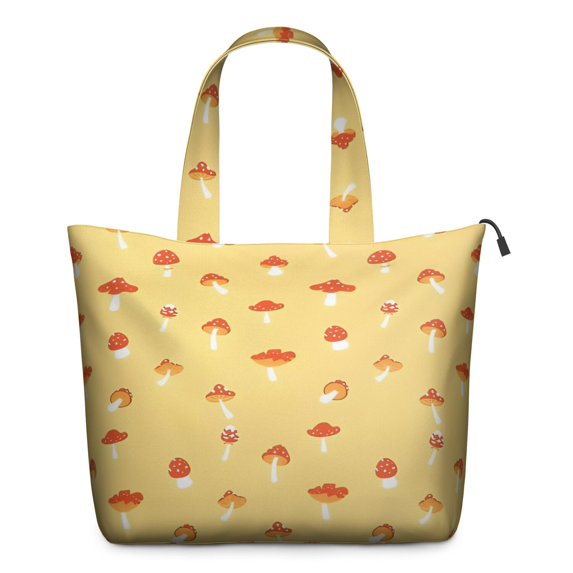 Red Mushroom Small Yellow Pattern Travel Tote Bags for Women Carry On,Large Weekender Bags for Women Travel,Multi Functional Duffle Bag for Work,Shopping,Sports