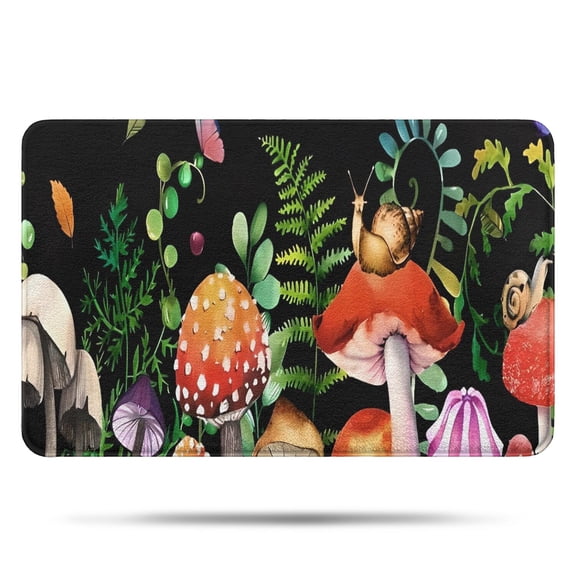 Red Mushroom Snail Black Pattern Bathroom Rugs Mat,Non Slip Microfiber Bathroom Rug,Rubber Backing,Soft Bathroom Mats for Bathroom Floor,Tub and Shower,17x27in(43x68cm)