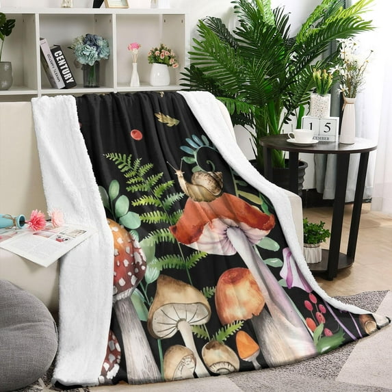 Red Mushroom Snail Black Pattern Blanket,Comfortable Soft Flannel Throw Blanket,All Season,Warm Lightweight Blankets for Sofa Bed Couch Living Room Chair,40"x50"