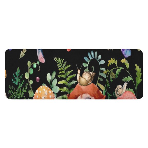 Red Mushroom Snail Black Pattern Kitchen Rug Mat,Kitchen Runner Rugs Non Skid Washable,Decorative Kitchen Floor Mats for Kitchen,Sink,Laundry,17"x47.2"