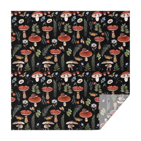 Red Mushroom Snail Black Pattern Square Tablecloth,Waterproof Square Table Cover,Wipeable Spillproof Washable Table Cover for Home Kitchen Party Decor 42"X42"(107x107cm)