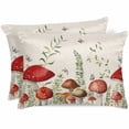 thumbnail image 1 of Red Mushrooms Satin Pillowcase for Hair and Skin with Zipper, Soft Breathable Cooling Silk Pillow Cases, Sage Green Eucalyptus Butterflies Plants Throw Pillow Covers Queen Size 20"x30" Set of 2, 1 of 6