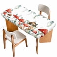 thumbnail image 1 of Red Mushrooms Table Cloths for 3 Foot Rectangle Tables, Eucalyptus Leaves Summer Botanical Watercolor Patio Waterproof Elastic Fitted Tablecloths, Washable Rectangular Table Cover for Camping, 1 of 8