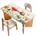 thumbnail image 1 of Red Mushrooms Table Cloths for 3 Foot Rectangle Tables, Spring Floral Farmhouse Botanical Elegant Patio Waterproof Elastic Fitted Tablecloths, Washable Rectangular Table Cover for Camping, 1 of 8