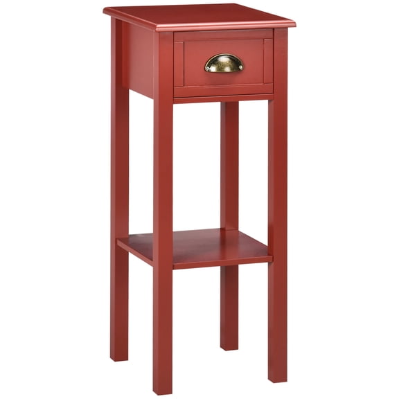 Red Narrow End Table, 2-Tier / Keep Magazines in Order