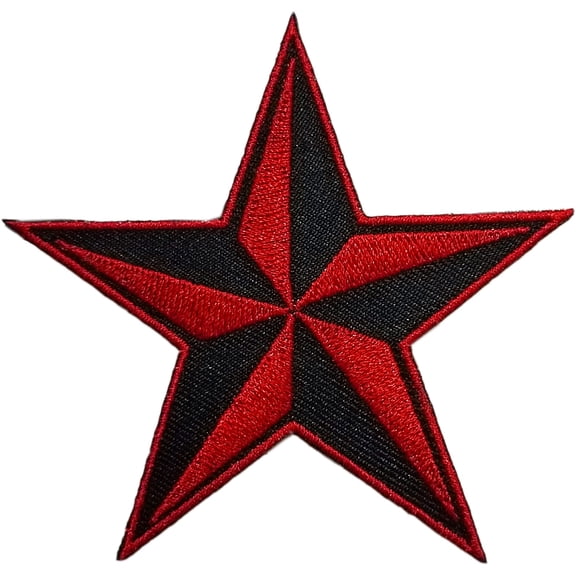 Red Nautical Star - Embroidered Sew On Patch 3" X 3"